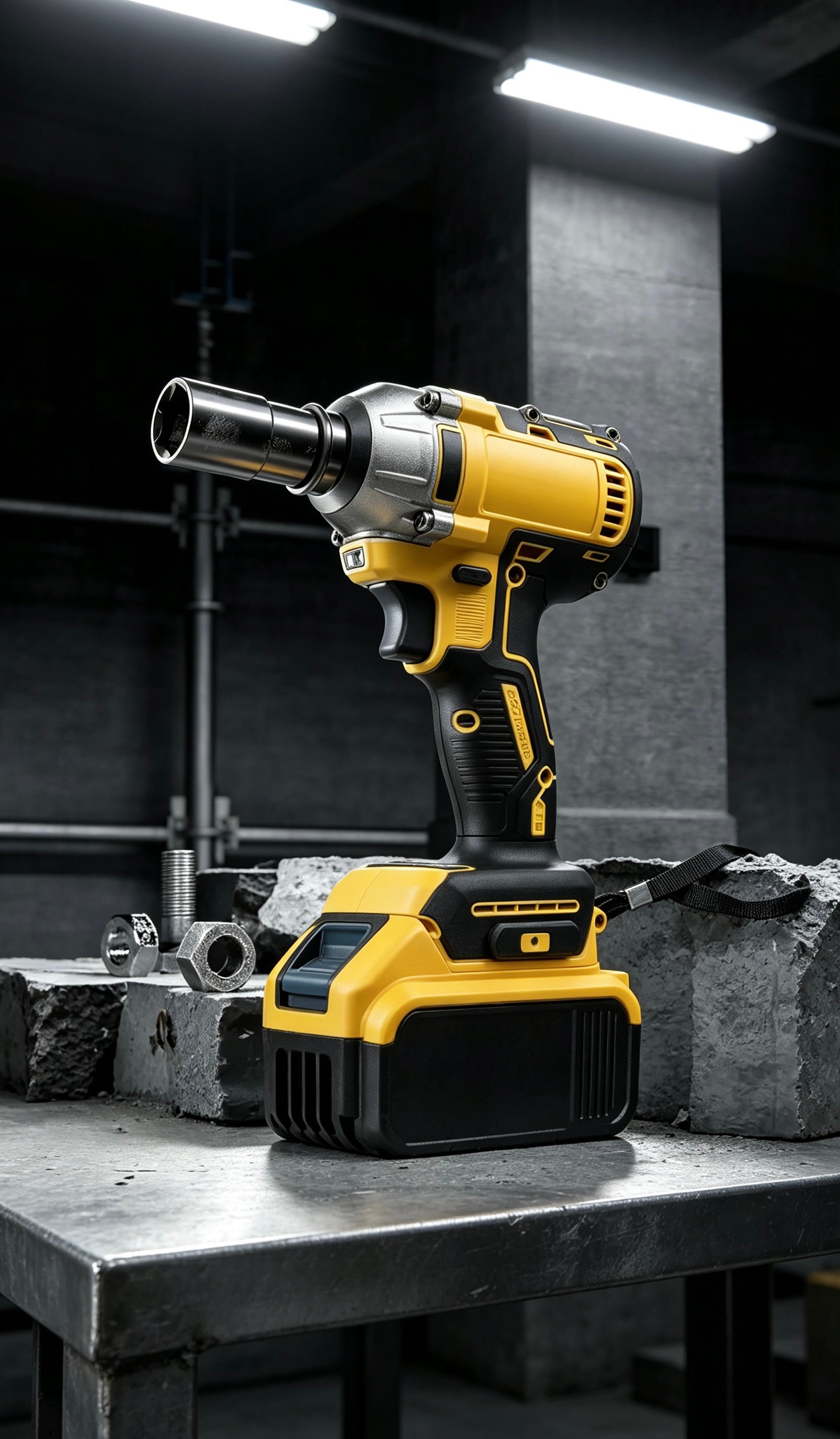Cordless impact wrench in a workshop setting