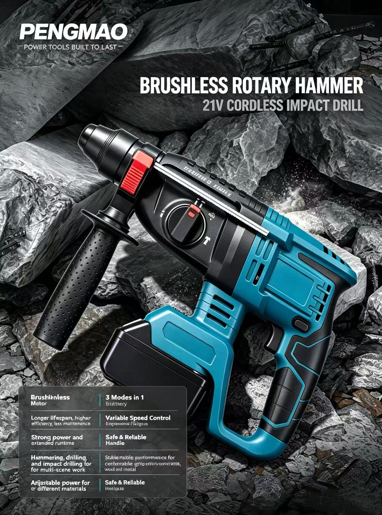 Cordless rotary hammer product illustration
