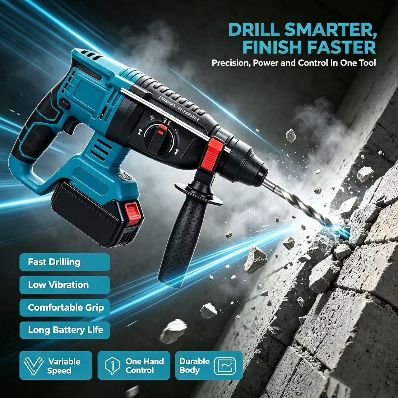 Cordless rotary hammer product illustration